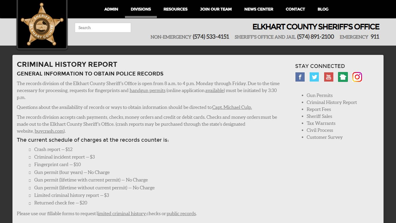 Criminal History Report - Elkhart County Sheriff's Office